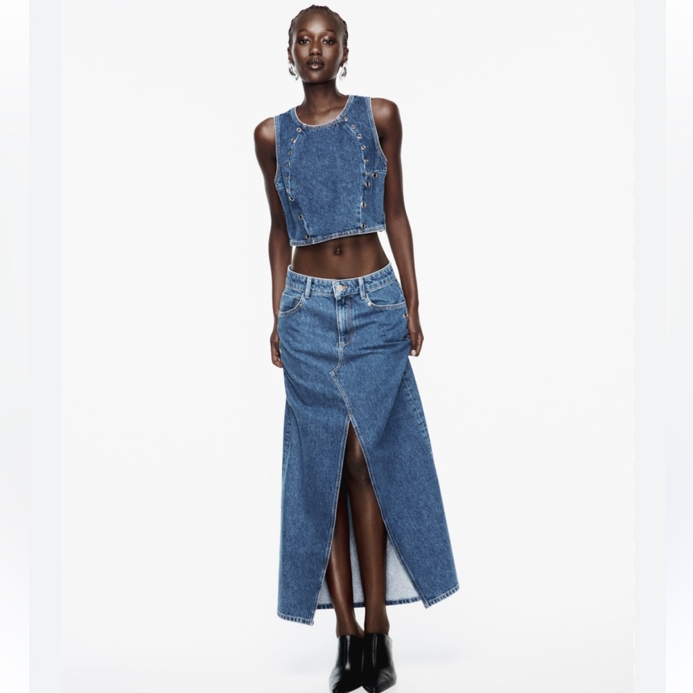 Zara denim long skirt